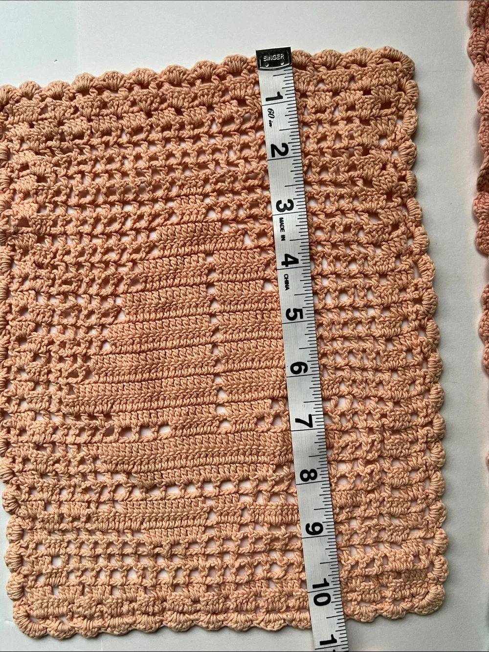 Handmade Crochet doilies - Peach and Teal Set of three